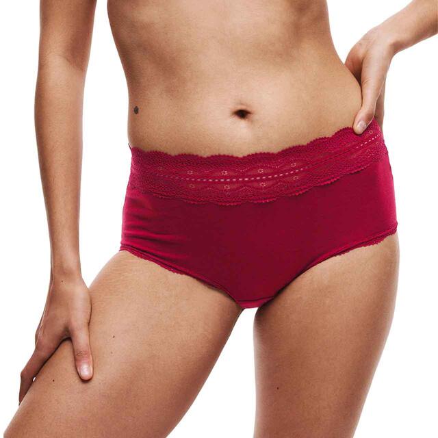 M&S Womens Cotton High Rise Shorts, 8, Dark Cranberry thumbnail 2