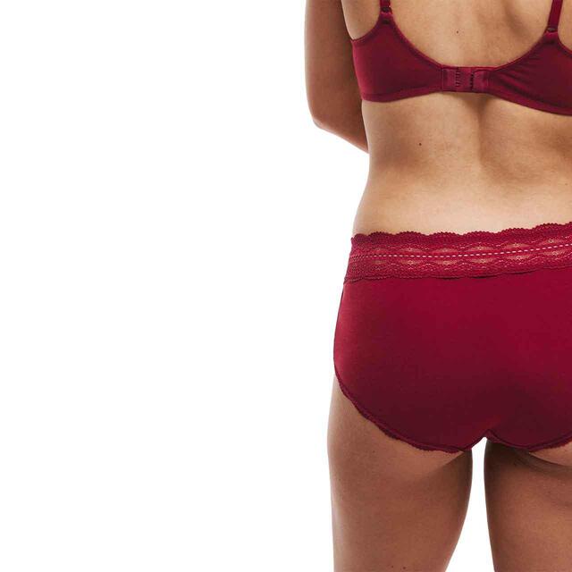 M&S Womens Cotton High Rise Shorts, 8, Dark Cranberry thumbnail 3