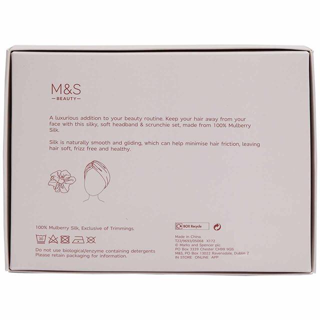 M&S Collection Pure Mulberry Silk Headband and Scrunchie Set, Pink thumbnail 2