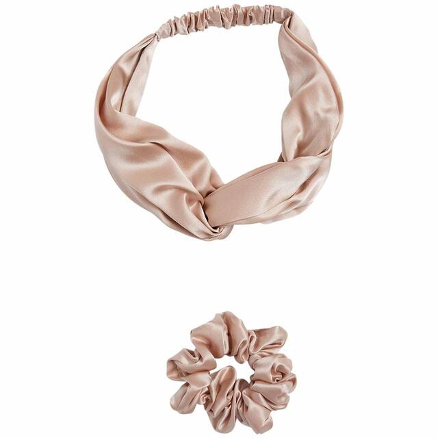 M&S Collection Pure Mulberry Silk Headband and Scrunchie Set, Pink thumbnail 3