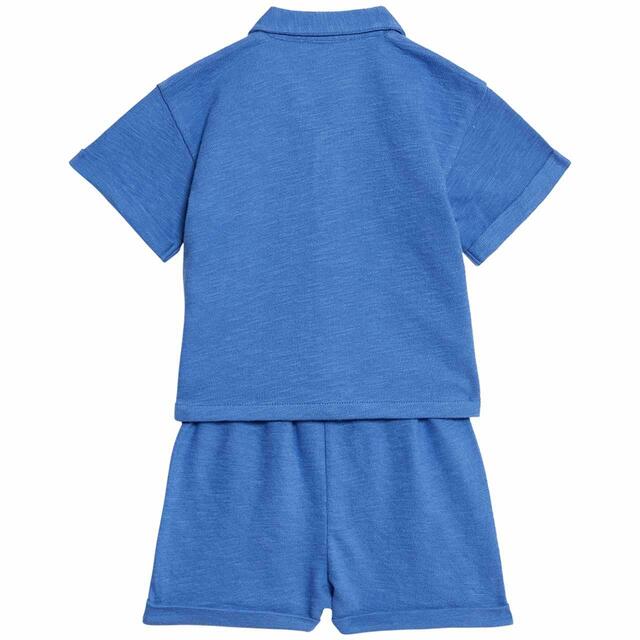 M&S Alfie Polo Top/Short Outfit, 3-6 Months, Blue thumbnail 3
