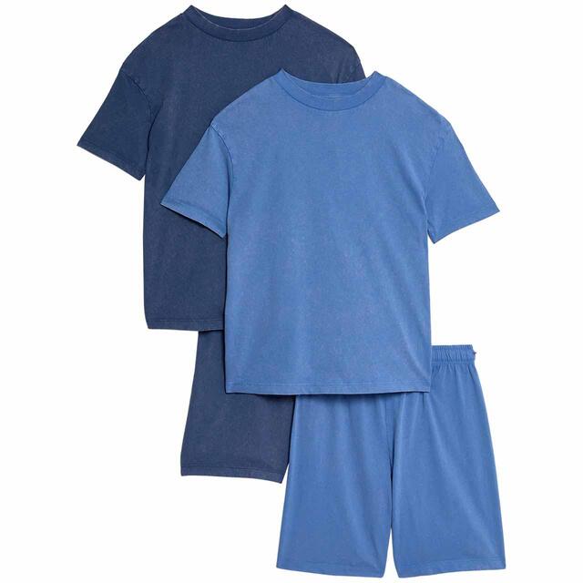 M&S Acid Wash Pyjamas, 6-7 Years, Blue