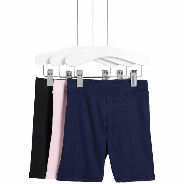 M&S Cotton Rich Cycling Shorts, 3-4 Years, Pink