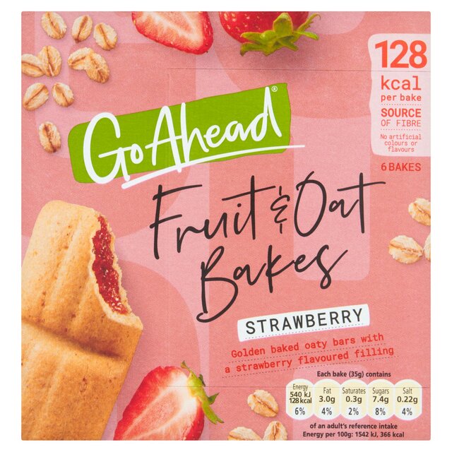 Go Ahead Strawberry Fruit & Oat Bakes Snack Bars Multipack