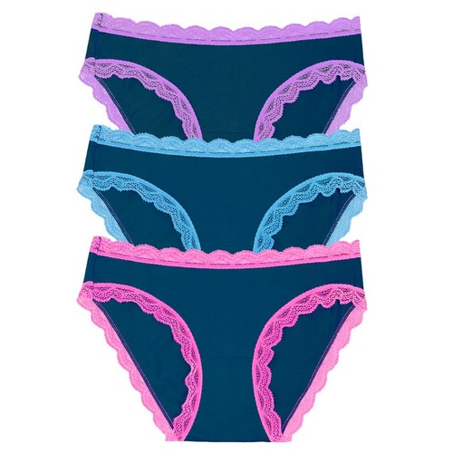 Stripe & Stare The Original Knicker Three Pack, Midnight Neon, XL