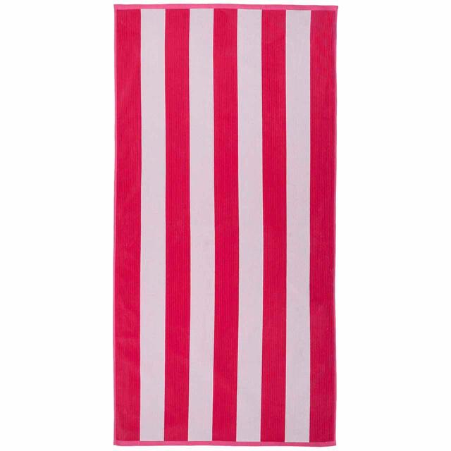 M&S Sand Resist Stripe Beach Towel, Raspberry