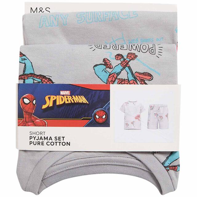 M&S Spiderman Shortie, 2-8 Years, Pearl Grey