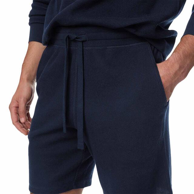 M&S Mens Collection Waffle Loungewear Shorts, S-XL, Navy thumbnail 3