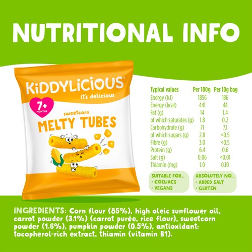 Kiddylicious Melty Tubes Sweetcorn thumbnail 3