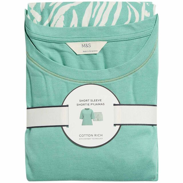 M&S Top With Woven Printed Bottom, Size 8-18, Seafoam thumbnail 2