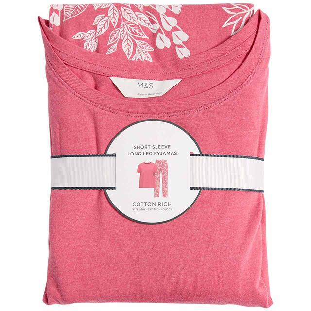 M&S Collection Leaf Print Pyjama Set, S-XL thumbnail 2