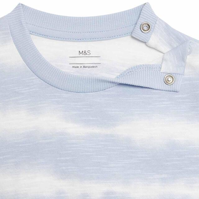 M&S Girls Pure Cotton Tie Dye Jersey Dress 3-6 Months Blue thumbnail 3