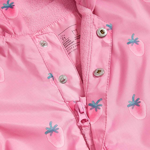 M&S Girls Strawberry Hooded Puddlesuit, Pink thumbnail 3