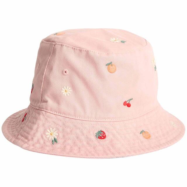 M&S Girls Embroidered Bucket Hat, 12 months - 10 years, Dusty Pink