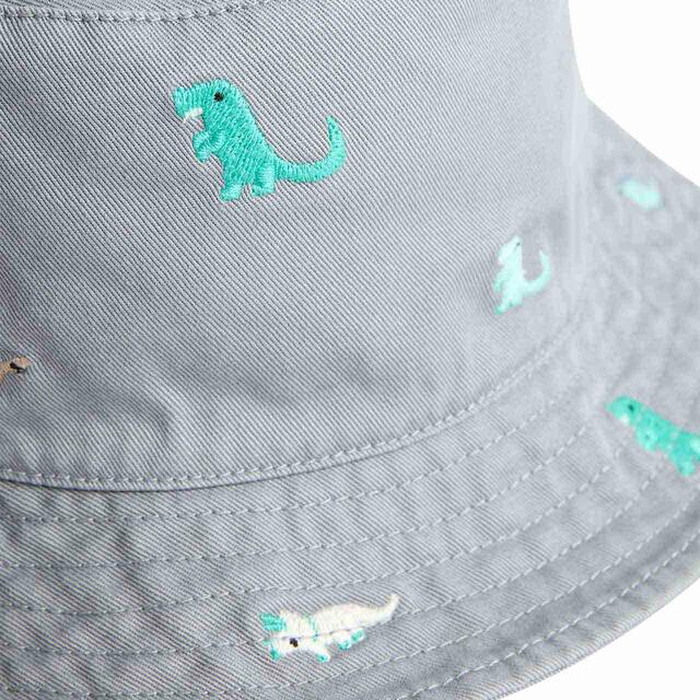 M&S Kids Embroidered Bucket Sun Hat, 12 Months - 10years, Steel Blue thumbnail 2