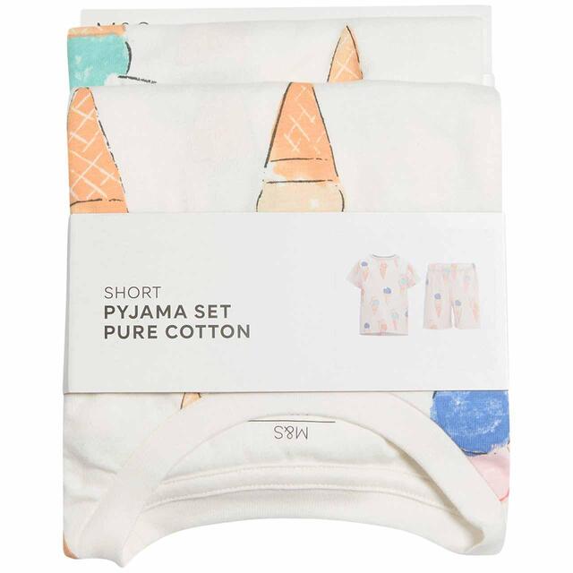 M&S Girls Pure Cotton Ice Cream Print Pyjamas thumbnail 2