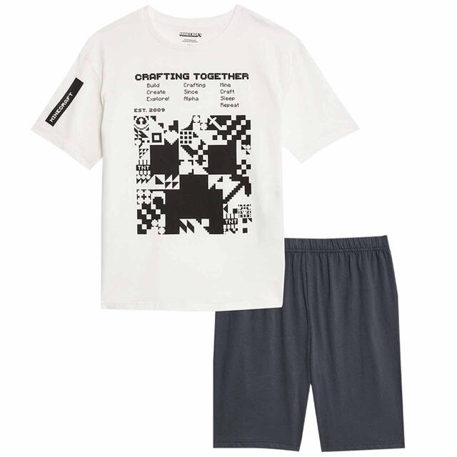 M&S Boys Minecraft Pyjamas, 3-12 Years, White