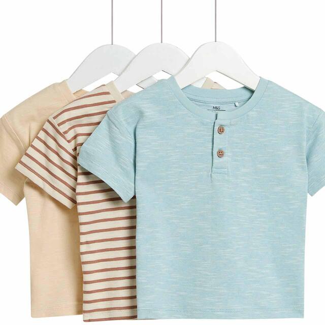 M&S Calm Surf Striped T-Shirt, 3-24 Months, Multi