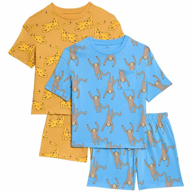 M&S Boys Pure Cotton Animal Print Pyjama Sets, 2-8 Years, Yellow