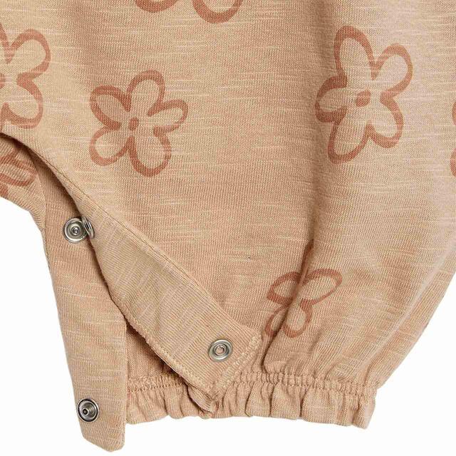 M&S Girls Pure Cotton Floral Romper, 9-12 Months, Tan thumbnail 2