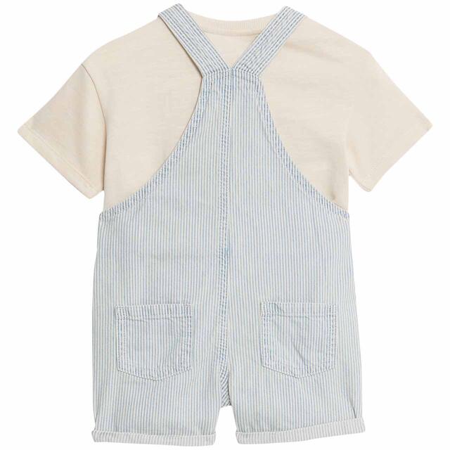 M&S Boys 2pc Cotton Rich Dungaree Outfit 9-12 Months Blue Mix thumbnail 4