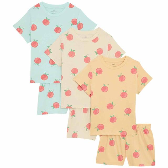 M&S Girls Pure Cotton Fruit Pyjama Sets, 2-8 Years, Multi