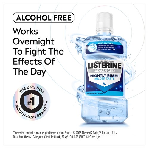 Listerine Advanced Nightly Reset Milder Taste Alcohol Free Mouthwash thumbnail 3