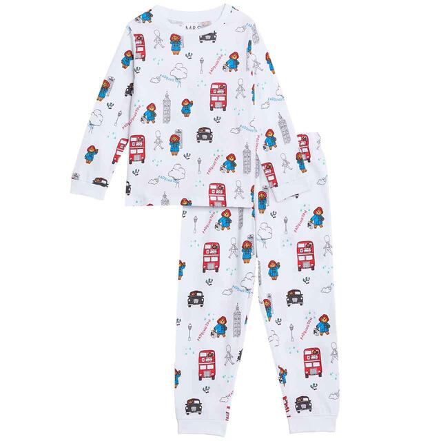 M&S Boys Pure Cotton Paddington Pyjamas, 4-5 Years, Ivory