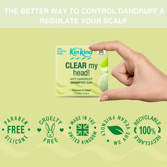 KinKind CLEAR My Head! Anti Dandruff Solid Shampoo Bar for Flaky Scalp thumbnail 2