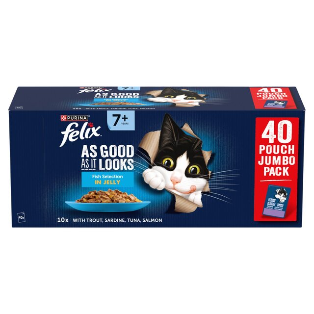 Felix As Good As it Looks Senior 7+ Fish in Jelly Wet Cat Food thumbnail 2