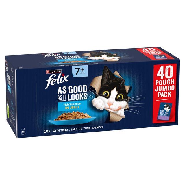 Felix As Good As it Looks Senior 7+ Fish in Jelly Wet Cat Food thumbnail 3