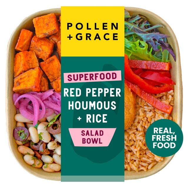 Pollen + Grace Superfood Red Pepper Houmous + Rice Salad Bowl