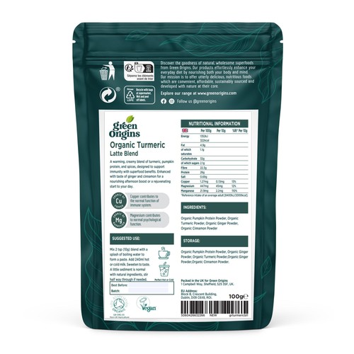 Green Origins Organic Super Turmeric Latte Blend with Ginger & Cinnamon thumbnail 2