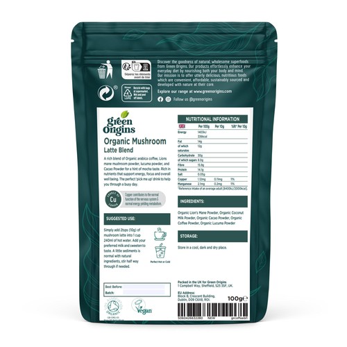 Green Origins Organic Super Mushroom Latte Blend  thumbnail 2