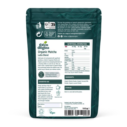 Green Origins Organic Super Japanese Matcha Latte Blend thumbnail 2