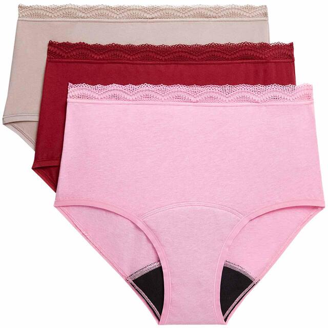 M&S Womens Heavy Absorbency Period Full Briefs, 8-18, Dark Cranberry