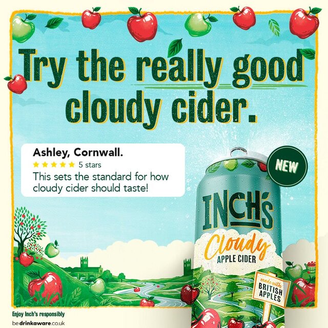 Inch's Cloudy Hazy Apple Cider Can 4% ABV thumbnail 2