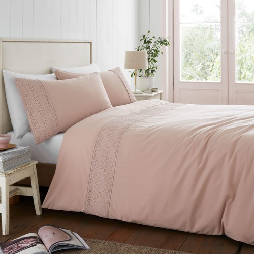 Catherine Lansfield Broderie Anglaise Single Duvet Set