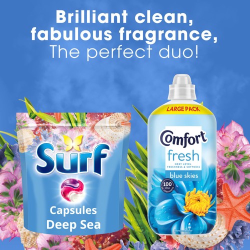 Surf Deep Sea 3 in 1 Laundry Washing Detergent Capsules, 51 Washes thumbnail 2