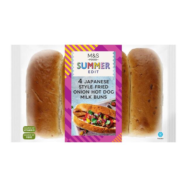 M&S 4 Japanese Style Fried Onion Hot Dog Milk Buns Serves 4