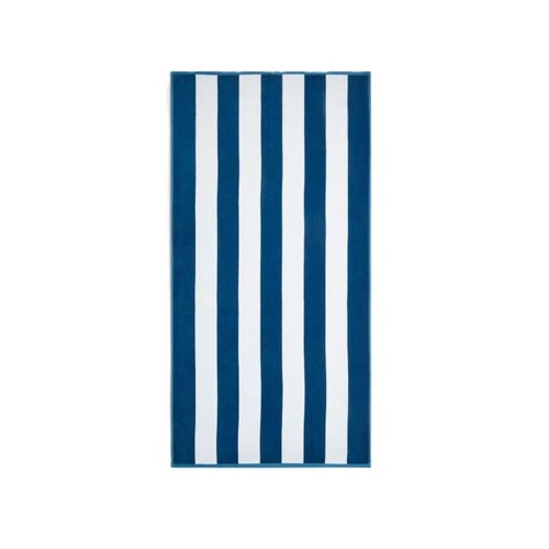 M&S Pure Cotton Striped Sand Resistant Beach Towel, One Size, Navy thumbnail 2