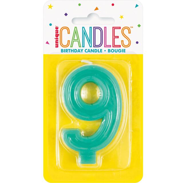 Raised Border Numeral 9 Candle