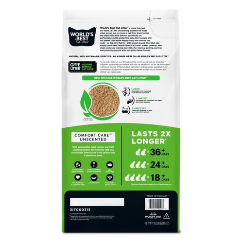 World's Best Cat Litter Comfort Care Unscented thumbnail 2