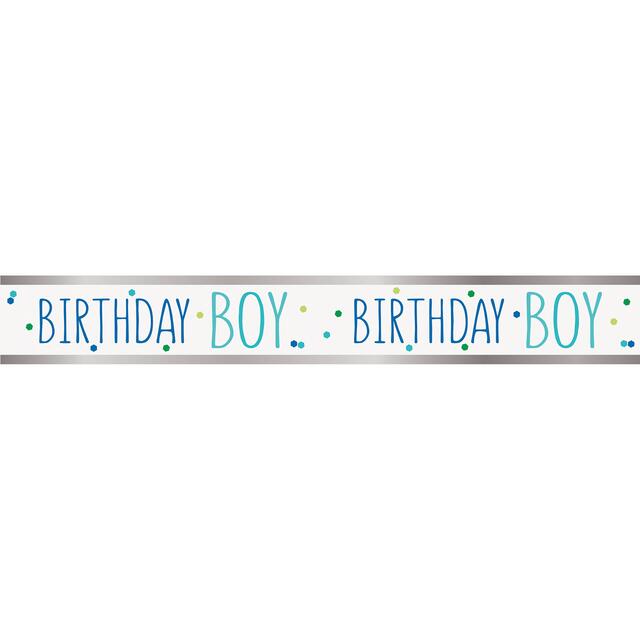 Happy Birthday Boy Foil Banner 9ft thumbnail 2
