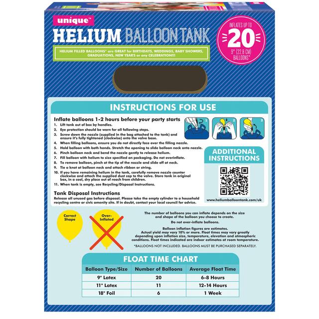 Helium Tank - For 20 Balloons (9 inch) thumbnail 2