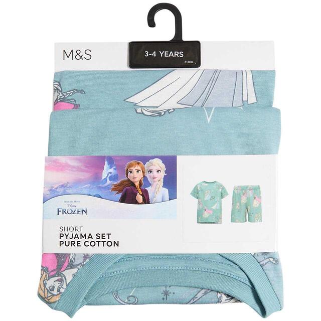 M&S Disney Frozen Patterned Pyjama, 2-7 Years, Turquoise thumbnail 2