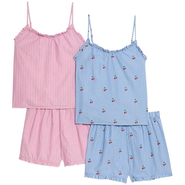 M&S Fruit Stripe Woven Cami Pyjamas, 6-12 Years, Multi