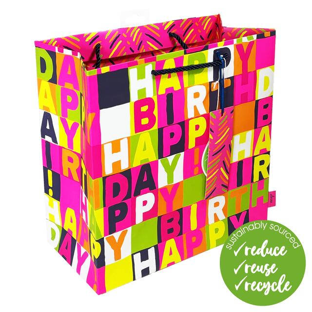 Neon Pink Birthday Medium Gift Bag