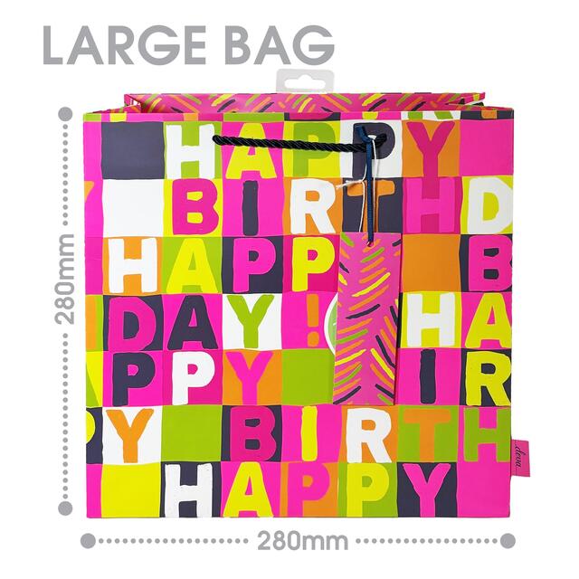 Neon Pink Birthday Medium Gift Bag thumbnail 2