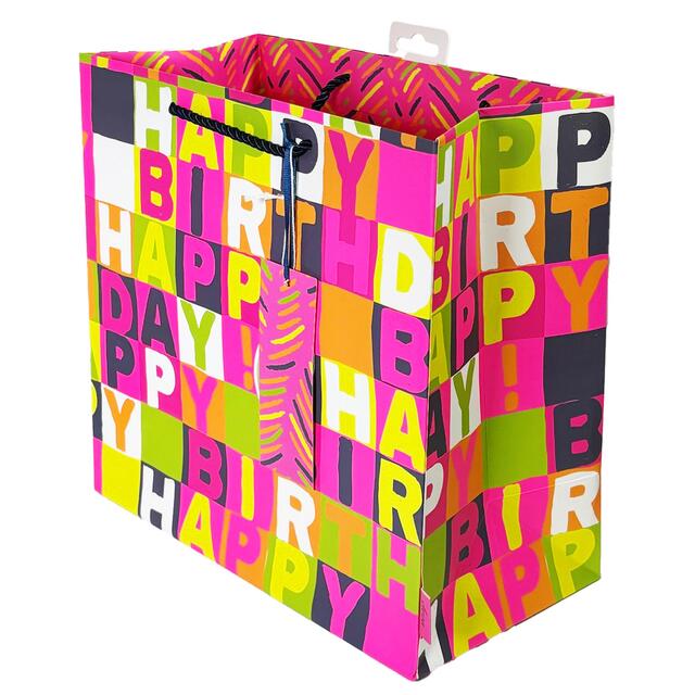 Neon Pink Birthday Medium Gift Bag thumbnail 3